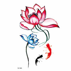 Lotus and Goldfish Temporary Tattoo