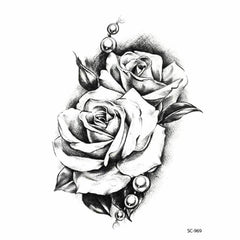 Black Rose Flower Temporary Tattoo