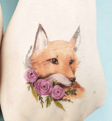 Fox Head Tattoo Cartoon Temporary Tattoo