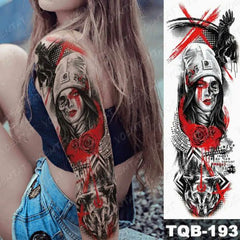 Girl Temporary Sleeve Tattoo