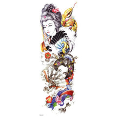 Japanese Geisha Temporary Sleeve Tattoos