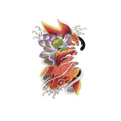 Japanese Koi Fish Lotus Temporary Tattoo