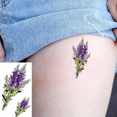 Small Lavender Flower Temporary Tattoo