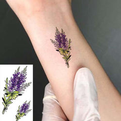 Small Lavender Flower Temporary Tattoo