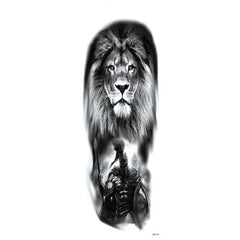 Lion and Armor Temporary Sleeve Tattoos