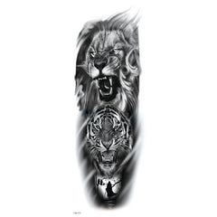 Lion and Tiger Sleeve Tattoo