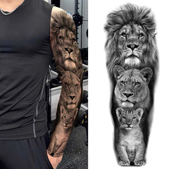 Lion Family Temporary Sleeve Tattoos – neartattoos