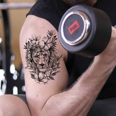 Lion Flower Temporary Tattoo