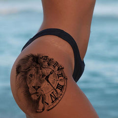 Lion Clock Temporary Tattoo