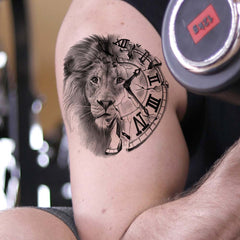 Lion Clock Temporary Tattoo