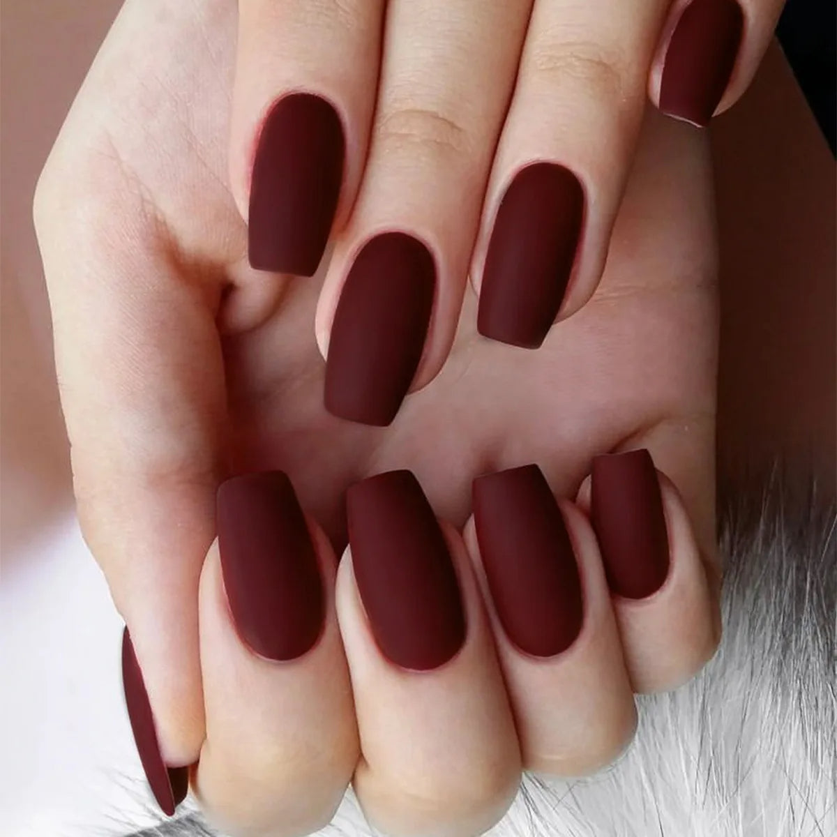 matte red press on nails