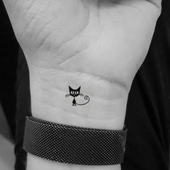 Minimalist Black Cat Temporary Tattoo