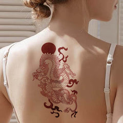 Japanese Dragon Tattoo - Red Dragon Temporary Tattoo