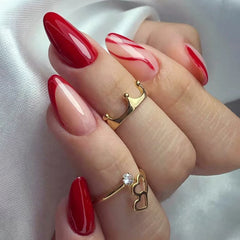 red almond press on nails