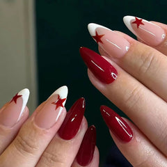 red and white press on nails