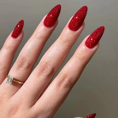 red glitter press on nails