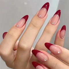 red press on nails almond