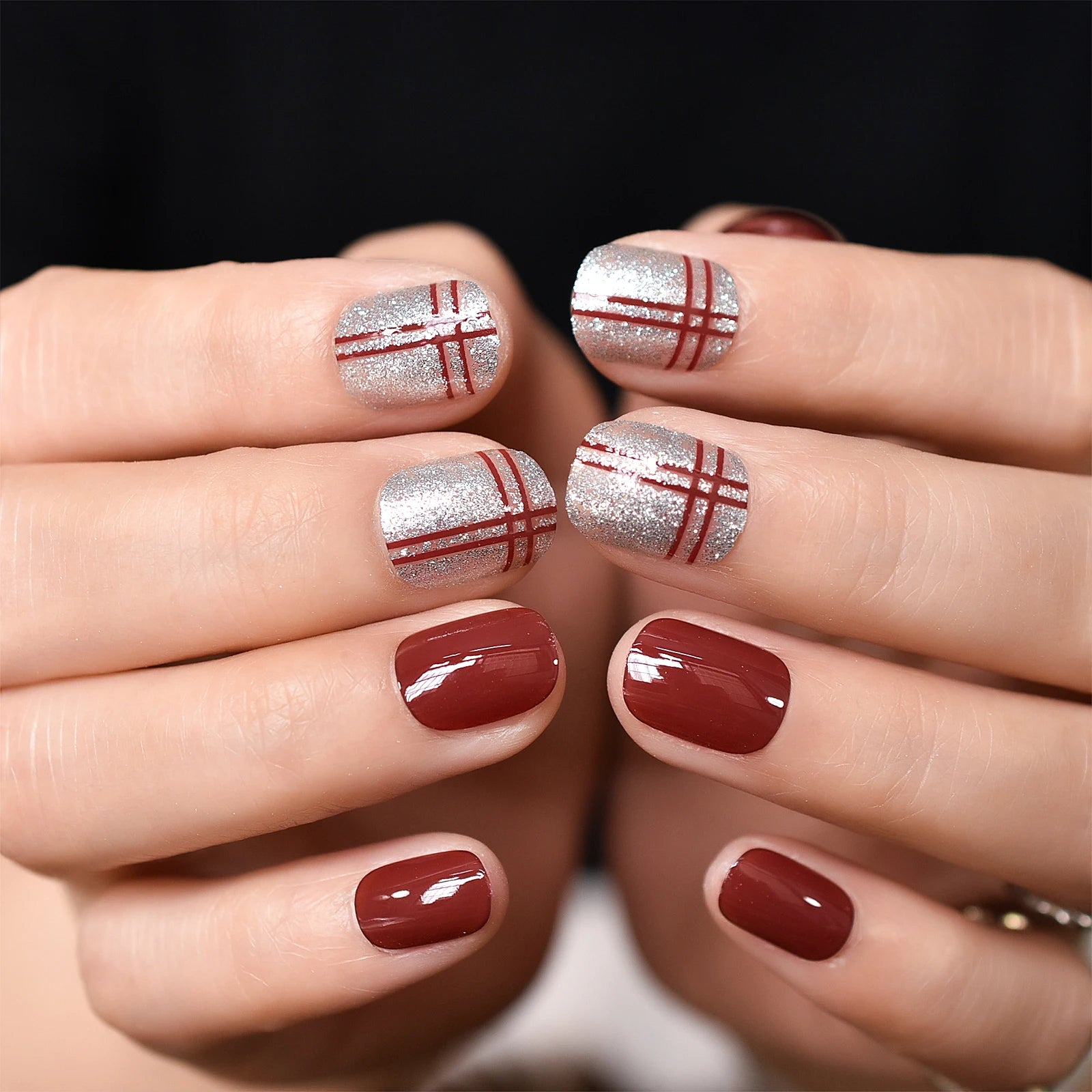 red short press on nails