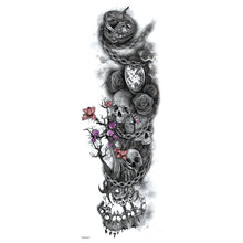 Load image into Gallery viewer, Skull and Clock Temporary Tattoos Sleeve
