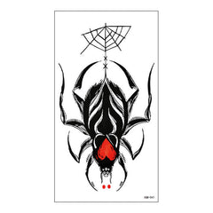 Big Spider Red Heart and Web Temporary Tattoo
