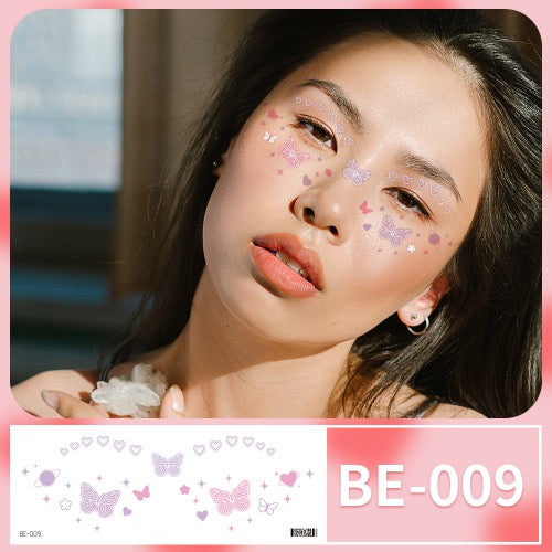Butterfly and Heart Face Tattoo - Temporary Face Tattoos