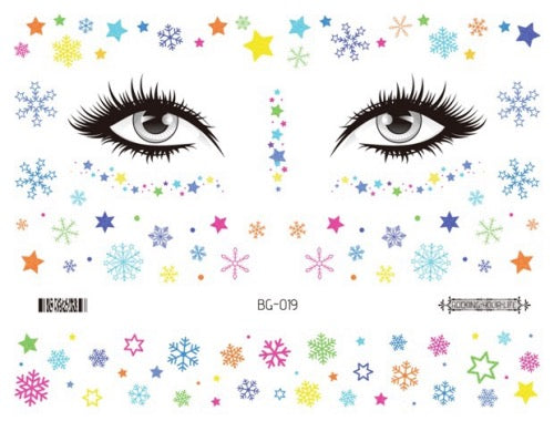 Small Star and Snowflake Temporary Face Tattoo