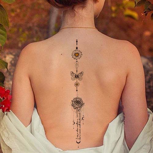 Daisy Flower Spine Tattoos