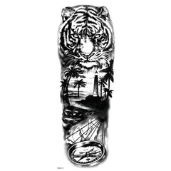 Tiger Sleeve Tattoos- Tiger and Clock