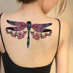 Dragonfly with Flower Temporary Tattoo