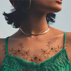 Sketch Flower Underboob Temporary Tattoo