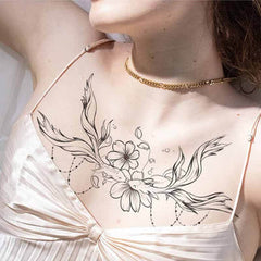 Simple Flower Underboob Temporary Tattoo