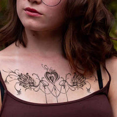 Heart Flower Underboob Temporary Tattoo