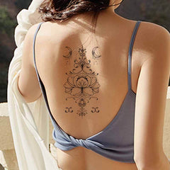 Minimalist Moon Flower Temporary Tattoo