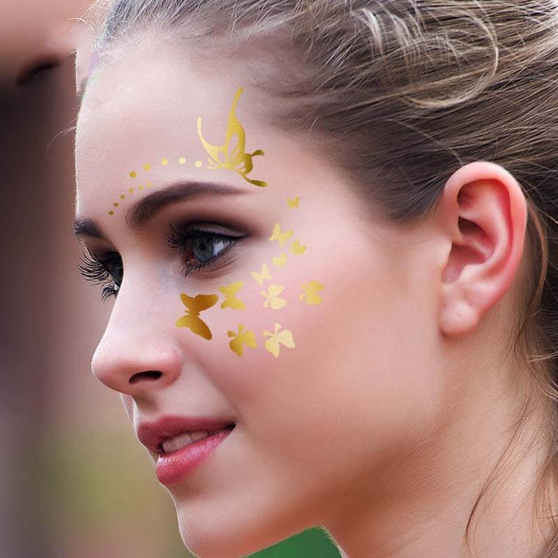 Gold Metallic Face Temporary Tattoo