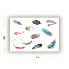 Watercolor Feather Temporary Tattoo