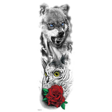Load image into Gallery viewer, Wolf Full Sleeve Tattoo - Wolf Flower Tattoo
