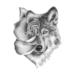 Wolf Flowers Tattoo