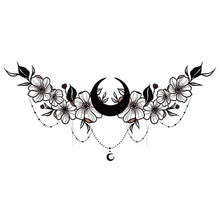 Load image into Gallery viewer, Flower and Crescent Moon Underboob Tattoo

