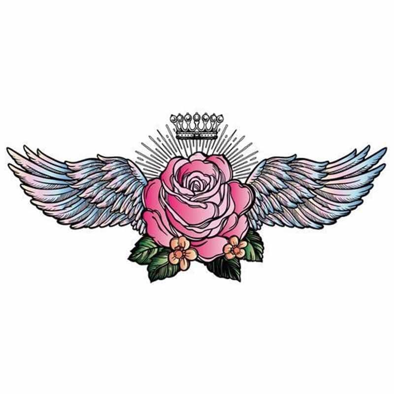 Rose Wing Crown Tattoo