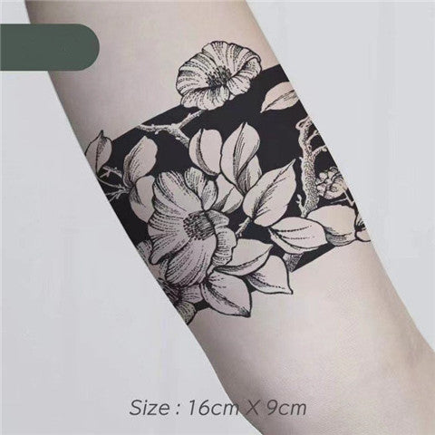 Black Flower Armband Temporary Tattoo