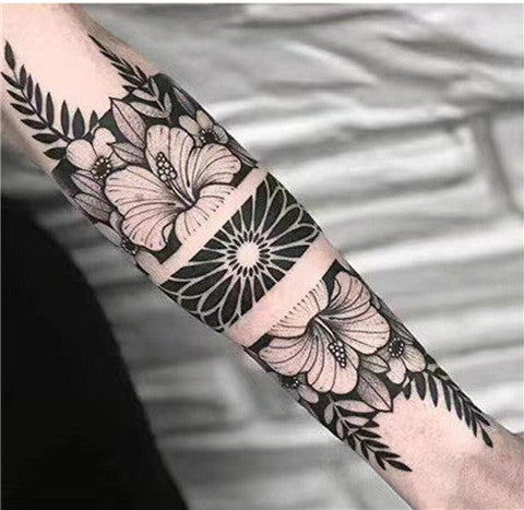 Black Forearm Armband Temporary Tattoo