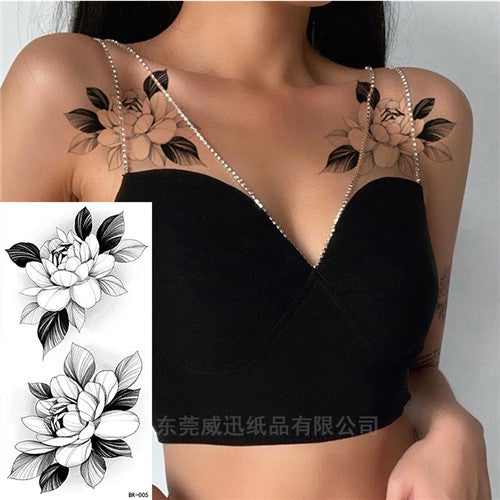 Black and White Flower Temporary Tattoos