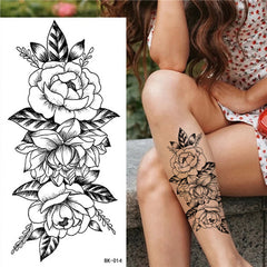 Black and White Flower Temporary Tattoos