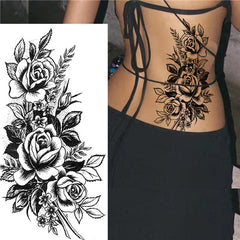 Black and White Flower Temporary Tattoos