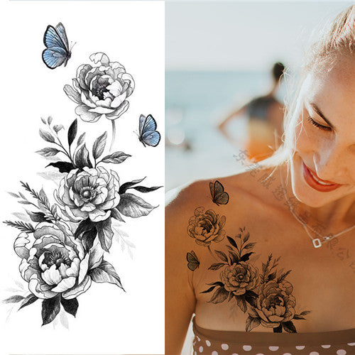 Butterfly Flower Chest Temporary Tattoos 