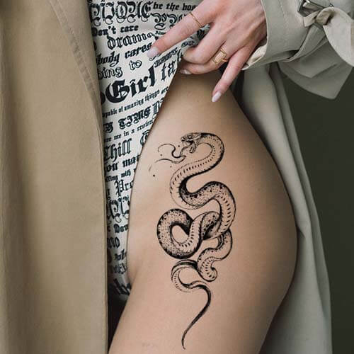 Snake Tattoo on Thigh