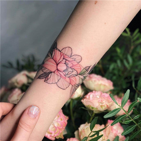 Cherry Blossom Flower Armband Temporary Tattoo