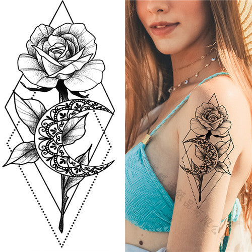 Crescent Moon Flower Tattoos