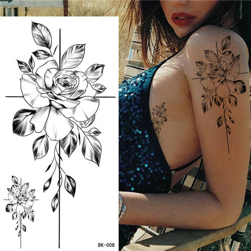 Cross and Flower Temporary Tattoos