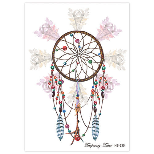 Dream Catcher with Colorful Beads Temporary Tattoo